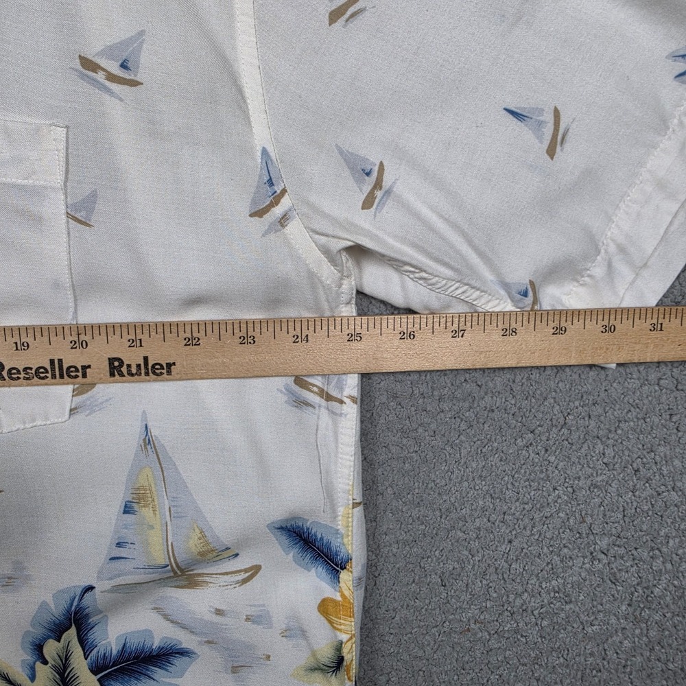 Vintage Splatt Hawaiian Shirt Mens Size XL Ivory Floral Open Collar Relaxed Fit - Picture 6 of 10